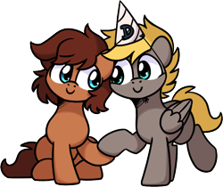 Size: 2550x2142 | Tagged: safe, artist:sugar morning, part of a set, oc, oc:lapsus, oc:shutter, earth pony, pegasus, pony, 2024 community collab, derpibooru community collaboration, duo, high res, simple background, transparent background, wings