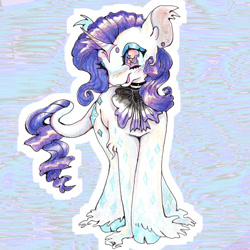 Size: 1280x1280 | Tagged: safe, artist:larvaecandy, rarity, classical unicorn, pony, unicorn, g4, asexual, asexual pride flag, cloven hooves, horn, leonine tail, pride, pride flag, solo, traditional art, unshorn fetlocks