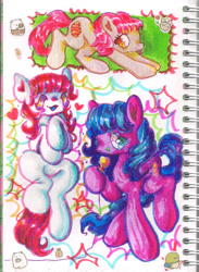 Size: 1199x1639 | Tagged: safe, artist:larvaecandy, patch (g1), songster, earth pony, pony, g1, traditional art, trio, unknown pony