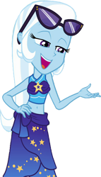 Size: 1444x2520 | Tagged: safe, edit, edited screencap, editor:homersimpson1983, screencap, trixie, equestria girls, g4, background removed, belly button, clothes, not a vector, sarong, simple background, solo, sunglasses, sunglasses on head, swimsuit, transparent background