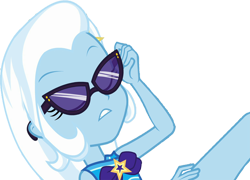 Size: 3498x2520 | Tagged: safe, edit, edited screencap, editor:homersimpson1983, screencap, trixie, equestria girls, g4, background removed, high res, not a vector, simple background, solo, sunglasses, transparent background