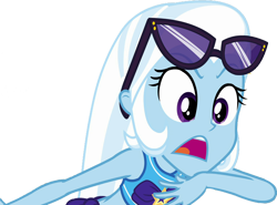 Size: 3412x2520 | Tagged: safe, edit, edited screencap, editor:homersimpson1983, screencap, trixie, equestria girls, g4, background removed, high res, not a vector, simple background, solo, sunglasses, sunglasses on head, transparent background