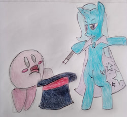 Size: 690x633 | Tagged: safe, artist:vlen10, trixie, g4, crossover, hat, kirby, kirby (series), magic wand, traditional art
