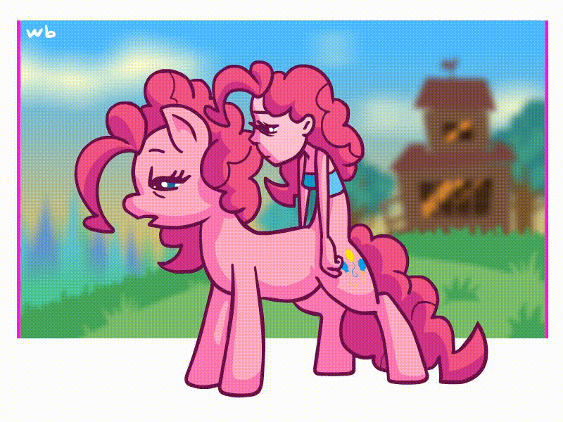 [animated,earth pony,human,human ponidox,pinkie pie,pony,safe,self ponidox,stretching,waking up,wat,original species,frame by frame,self paradox,conjoined,artist:whateverbender,humalos]