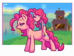 Size: 800x600 | Tagged: safe, artist:whateverbender, pinkie pie, earth pony, humalos, nuckelavee, original species, pony, g4, animated, conjoined, faint, family guy death pose, frame by frame, stretching, waking up, wat