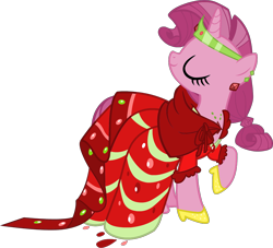 Size: 2048x1860 | Tagged: safe, artist:maddietheuniversalfan68, edit, ruby pinch, pony, unicorn, g4, alternate universe, beautiful, castle creator, clothes, crown, cute, dress, ear piercing, earring, eyes closed, fabulous, female, gala dress, jewelry, mare, older, older ruby pinch, piercing, pinchybetes, pretty, raised hoof, raised leg, red dress, regalia, ruby pinch always dresses in style, ruby pinch's first gala dress, shoes, simple background, smiling, solo, stock vector, transparent background