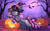 Size: 3489x2160 | Tagged: safe, alternate character, alternate version, artist:airiniblock, oc, oc only, bat, earth pony, pegasus, pony, rcf community, belly, clothes, commission, ear fluff, halloween, hat, high res, holiday, hut, jack-o-lantern, moon, night, pegasus oc, pumpkin, round belly, socks, solo, striped socks, tree, witch hat, ych result