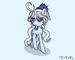 Size: 2048x1638 | Tagged: safe, artist:taoyvfei, pony, unicorn, curved horn, female, furina (genshin impact), genshin impact, hat, horn, mare, pixel art, ponified