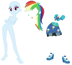 Size: 618x564 | Tagged: safe, artist:lordsfrederick778, artist:selenaede, rainbow dash, equestria girls, g4, alternate design, base used, high heels, shoes, simple background, solo, white background