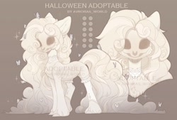 Size: 2000x1350 | Tagged: safe, artist:avroras_world, oc, oc only, butterfly, earth pony, ghost, ghost pony, pony, adoptable, female, lace, mare, skull, solo, watermark