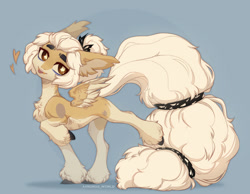 Size: 1280x991 | Tagged: safe, artist:avroras_world, oc, oc only, pegasus, pony, chest fluff, female, fluffy tail, huge tail, mare, solo, tail, tongue out, unshorn fetlocks