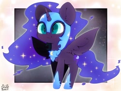 Size: 4000x3000 | Tagged: safe, artist:zokkili, nightmare moon, alicorn, pony, g4, cute, ear fluff, ethereal mane, female, filly, heart, heart eyes, high res, hoof shoes, horn, moonabetes, nicemare moon, nightmare woon, signature, slit pupils, solo, sparkles, spread wings, starry mane, starry tail, tail, wing fluff, wingding eyes, wings