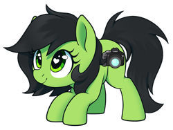 Size: 1280x960 | Tagged: safe, artist:thebatfang, edit, oc, oc:canonfilly, oc:filly anon, earth pony, pony, camera, closed mouth, earth pony oc, eyes open, female, filly, foal, heart, heart eyes, name pun, pony oc, simple background, solo, transparent background, white sclera, wingding eyes