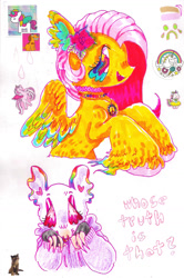 Size: 1073x1618 | Tagged: safe, artist:larvaecandy, fluttershy, pegasus, pony, g4, jewelry, necklace, solo, traditional art