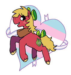 Size: 580x611 | Tagged: safe, artist:punkittdev, big macintosh, earth pony, pony, g4, bow, hair bow, pride, pride flag, simple background, solo, tail, tail bow, trans big macintosh, transgender, transgender pride flag, white background