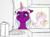 Size: 578x432 | Tagged: safe, artist:coffeehorse, opaline arcana, princess celestia, alicorn, pony, mlp fim's thirteenth anniversary, g4, g5, cake, cakelestia, female, filly, filly celestia, filly opaline arcana, foal, food, generation leap, mare, opaline arcana is not amused, pink-mane celestia, puffy cheeks, refrigerator, start of darkness, unamused, younger