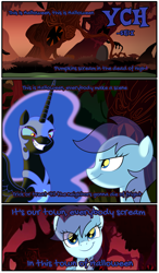 Size: 1111x1900 | Tagged: safe, artist:shix, nightmare moon, alicorn, earth pony, pegasus, pony, unicorn, g4, comic, commission, halloween, holiday, the nightmare before christmas, your character here