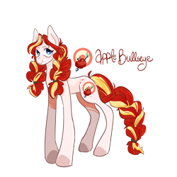 Size: 3600x3600 | Tagged: safe, artist:fhroggy, oc, oc only, oc:apple bullseye, pony, braid, braided tail, female, freckles, high res, looking at you, mare, name, offspring, parent:applejack, parent:shining armor, parents:shiningjack, simple background, smiling, smiling at you, solo, tail, transparent background