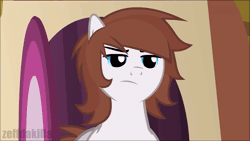 Size: 1042x586 | Tagged: safe, artist:zeffdakilla, oc, oc only, oc:riff raff, earth pony, pony, angry, animated, blinking, disapproval, frown, gif, house, male, solo