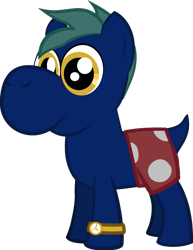 Size: 493x640 | Tagged: safe, artist:j-yoshi64, oc, oc only, earth pony, hybrid, pony, yoshi, blue coat, clothes, colt, foal, golden eyes, green mane, male, polka dots, ponified, reference to another series, shorts, show accurate, simple background, solo, three quarter view, transparent background, watch, wristwatch