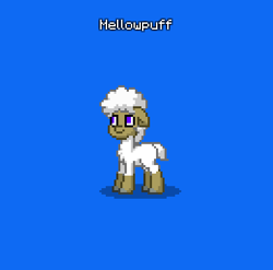Size: 390x386 | Tagged: safe, oc, oc only, oc:mellowpuff, lamb, pony, sheep, pony town, blue background, do not steal, female, non-pony oc, original character do not steal, sheep oc, simple background, solo