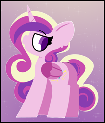 Size: 3841x4488 | Tagged: safe, artist:moonydusk, princess cadance, alicorn, pony, g4, butt, female, gradient background, lovebutt, mare, open mouth, plot, solo