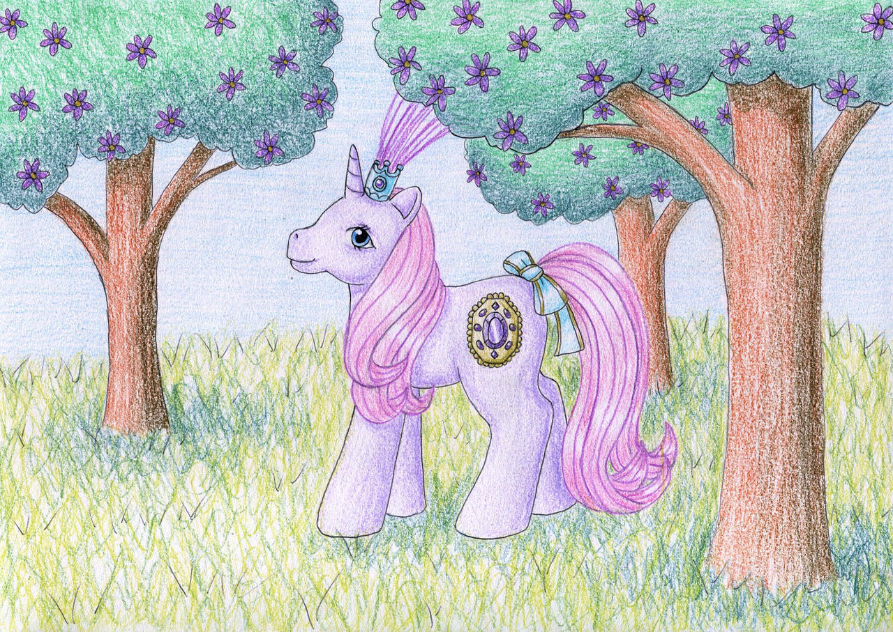 3211731 - safe, artist:normaleeinsane, princess misty, g1, bow, diadem 