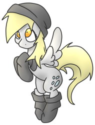 Size: 2513x3311 | Tagged: safe, artist:taps, derpy hooves, pegasus, pony, g4, beanie, clothes, cute, female, flying, hat, high res, mare, simple background, socks, solo, spread wings, transparent background, wings