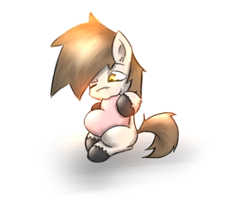 Size: 4945x4525 | Tagged: safe, artist:taps, oc, oc only, oc:taps, earth pony, pony, :3, absurd resolution, biting, heart, heart pillow, male, one eye closed, pillow, simple background, sitting, solo, unshorn fetlocks, white background