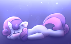 Size: 1897x1176 | Tagged: safe, artist:taps, sweetie belle, pony, unicorn, g4, blushing, cute, female, filly, foal, lying down, prone, sleeping, solo, wavy mouth