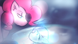 Size: 2000x1141 | Tagged: safe, artist:taps, pinkie pie, earth pony, pony, g4, female, mare, mirror pool, pinkamena diane pie, reflection, teary eyes