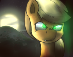 Size: 1280x1010 | Tagged: safe, artist:taps, applejack, earth pony, pony, g4, angry, bust, female, full moon, gritted teeth, mare, moon, no pupils, portrait, solo, teeth