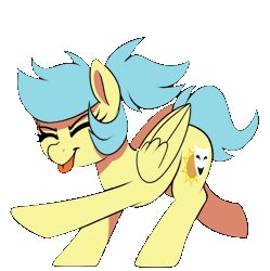 Size: 530x532 | Tagged: safe, artist:thebatfang, oc, oc only, oc:matinee, pegasus, pony, mare fair, animated, cute, dancing, do the sparkle, eyes closed, female, folded wings, happy, jumping, kicking, mare, ocbetes, pegasus oc, ponytail, silly, simple background, solo, the club can't even handle me right now, tongue out, transparent background, wings