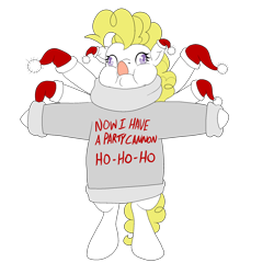 Size: 2000x2000 | Tagged: safe, artist:bennimarru, surprise, pegasus, pony, g1, g4, adoraprise, christmas, clothes, cute, die hard, female, g1 to g4, generation leap, hat, high res, holiday, mare, santa hat, simple background, solo, sweater, tongue out, transparent background