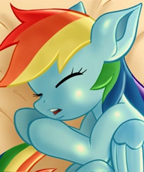 Size: 1724x2048 | Tagged: safe, artist:rainbowdashsuki, rainbow dash, pegasus, pony, g4, cute, dashabetes, eyes closed, open mouth, sleeping, solo