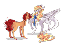 Size: 3855x2893 | Tagged: safe, artist:krissstudios, oc, oc only, oc:creativity style, oc:sally lovely, pegasus, pony, unicorn, clothes, female, high res, mare, scarf, simple background, transparent background