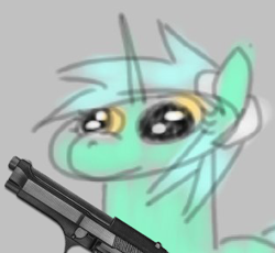 Size: 315x290 | Tagged: artist needed, source needed, safe, pony, unicorn, g4, delet this, gun, numget, weapon
