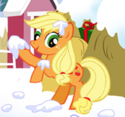 Size: 267x250 | Tagged: safe, applejack, earth pony, pony, g4, official, derp, snow, solo, stock vector