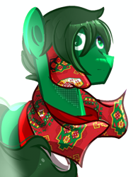 Size: 720x960 | Tagged: safe, artist:diniarvegafinahar, earth pony, pony, clothes, looking up, male, moon, nation ponies, ponified, scarf, simple background, solo, stallion, turkmenistan, white background
