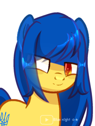 Size: 720x960 | Tagged: safe, artist:diniarvegafinahar, earth pony, pony, eye clipping through hair, female, lidded eyes, looking at you, mare, nation ponies, ponified, simple background, solo, ukraine, white background