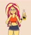 Size: 1152x1280 | Tagged: safe, artist:peel_a_na, sunset shimmer, human, equestria girls, g4, alcohol, beer bottle, blushing, bottle, breasts, busty sunset shimmer, clothes, drink, drunk, female, happy, shorts, simple background, solo, tank top