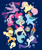 Size: 831x1000 | Tagged: safe, artist:xkappax, applejack, fluttershy, pinkie pie, princess skystar, rainbow dash, rarity, spike, twilight sparkle, alicorn, earth pony, fish, pegasus, puffer fish, seapony (g4), unicorn, g4, my little pony: the movie, blue background, blue eyes, bubble, clothes, cute, digital art, dorsal fin, eyelashes, eyeshadow, female, fin, fin wings, fins, fish tail, flower, flower in hair, flowing mane, flowing tail, freckles, glowing, happy, horn, jewelry, makeup, mane seven, mane six, mare, merchandise, necklace, ocean, open mouth, open smile, pearl necklace, seaponified, seapony applejack, seapony fluttershy, seapony pinkie pie, seapony rainbow dash, seapony rarity, seapony twilight, shirt, simple background, smiling, species swap, spike the pufferfish, spread wings, swimming, t-shirt, tail, twilight sparkle (alicorn), underwater, water, wings