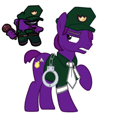 Size: 1280x1280 | Tagged: safe, alternate version, artist:josephthedumbimpostor, pony, among us, cuffs, friday night funkin', microphone, ponified, rule 85, simple background, solo, vs impostor v4, white background