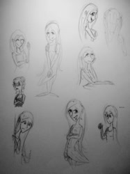 Size: 500x667 | Tagged: safe, artist:mylittleawesome, fluttershy, human, g4, female, humanized, sketch, solo, traditional art