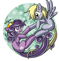 Size: 850x877 | Tagged: safe, artist:xkappax, derpy hooves, screwball, earth pony, pegasus, pony, g4, backwards cutie mark, duo, female, hoofbump, mare, simple background, transparent background