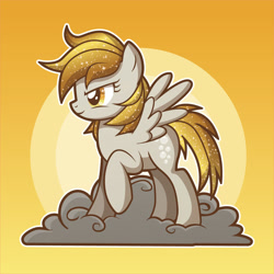 Size: 1080x1080 | Tagged: safe, artist:xkappax, derpy hooves, pegasus, pony, g4, cloud, side view, solo, sun, sunset