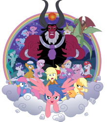 Size: 2298x2610 | Tagged: safe, artist:xkappax, applejack, applejack (g1), bow tie (g1), cotton candy (g1), ember (g1), firefly, first born, glory, lord tirek, medley, megan williams, moochick, moondancer (g1), scorpan, sealight, seawinkle, spike, tirac, twilight, twinkles, wavedancer, centaur, dragon, earth pony, gnome, human, pegasus, pony, rabbit, sea pony, seapony (g4), stratadon, unicorn, taur, equestria girls, g1, g4, my little pony 'n friends, rescue at midnight castle, animal, bubble, clothes, cloud, cotton candy, crossover, equestria girls style, equestria girls-ified, female, fin wings, fins, g1 to g4, generation leap, high res, humans riding ponies, magic, male, mare, nose piercing, nose ring, open mouth, piercing, rainbow of light, riding, sea ponies, septum piercing, simple background, smiling, tirac's bag, transparent background, wings