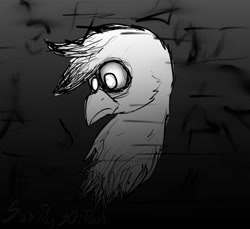 Size: 1500x1375 | Tagged: safe, artist:somber, griffon, inktober, inktober 2023, male, solo