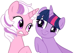 Size: 2971x2097 | Tagged: safe, artist:starcollider, artist:syrikatsyriskater, twilight, twilight sparkle, pony, unicorn, mlp fim's thirteenth anniversary, g1, g4, .svg available, base used, duo, duo female, female, g1 to g4, generation leap, high res, mare, simple background, svg, transparent background, unicorn twilight, vector