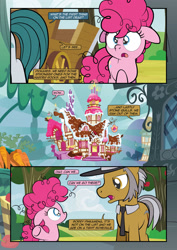 Size: 1920x2715 | Tagged: safe, artist:alexdti, cloudy quartz, igneous rock pie, pinkie pie, earth pony, pony, comic:how we met, g4, comic, dialogue, father and child, father and daughter, female, filly, filly pinkie pie, male, pointing, speech bubble, stallion, sugarcube corner, younger